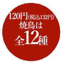 120円（税込132円）焼き鳥